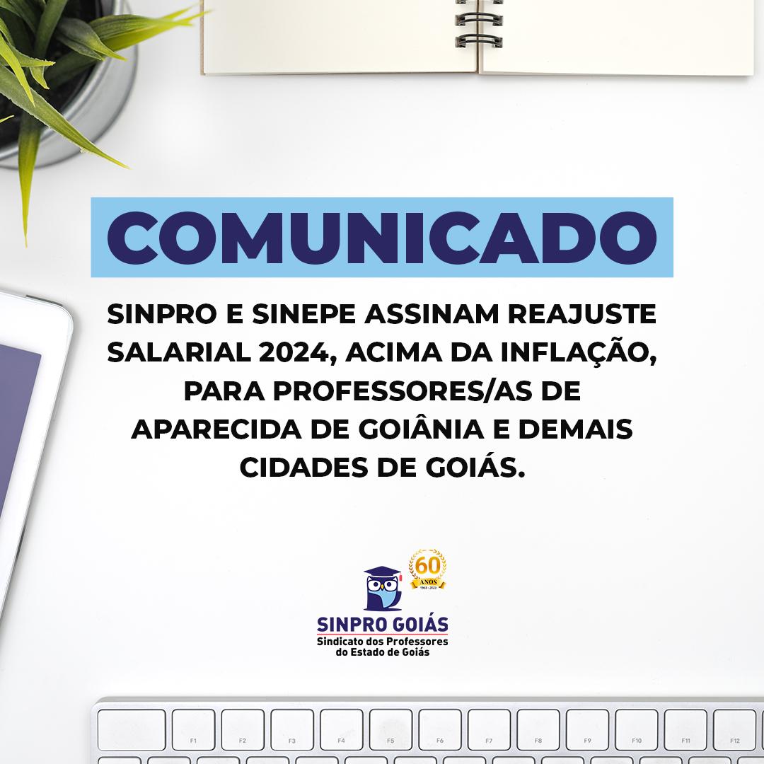 Sinpro e Sinepe assinam reajuste salarial 2024, acima da inflação, para professores/as de Aparecida de Goiânia e demais cidades de Goiás.